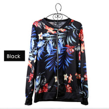 Load image into Gallery viewer, 8 Colors Women Jackets Flower Floral Print Retro Ladies Zipper Up Short Thin Slim Bomber Jacket Coats Basic Casual Outerwear