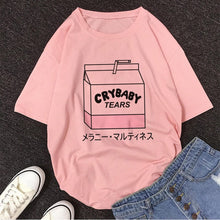Load image into Gallery viewer, Cartoon Peach Juice Japanses Aesthetic Grunge T shirt Women Harajuku Cute Kawaii Pink Summer Casual Tumblr Outfit Fashion Tops