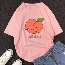 Load image into Gallery viewer, Cartoon Peach Juice Japanses Aesthetic Grunge T shirt Women Harajuku Cute Kawaii Pink Summer Casual Tumblr Outfit Fashion Tops