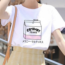 Load image into Gallery viewer, Cartoon Peach Juice Japanses Aesthetic Grunge T shirt Women Harajuku Cute Kawaii Pink Summer Casual Tumblr Outfit Fashion Tops
