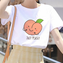 Load image into Gallery viewer, Cartoon Peach Juice Japanses Aesthetic Grunge T shirt Women Harajuku Cute Kawaii Pink Summer Casual Tumblr Outfit Fashion Tops