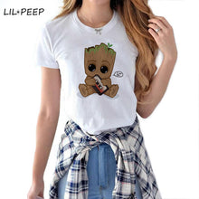 Load image into Gallery viewer, Cute Groot Baby Women Cool T Shirt Superhero Streetwear Aesthetic Harajuku Camiseta Mujer Cotton White Summer Marvel Tops