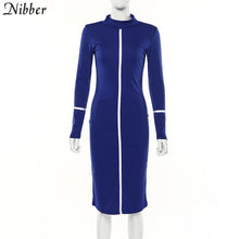 Load image into Gallery viewer, 2019spring new black white High street dresses women's Elegant bodycon midi dresses mujer offic ladies fashion casual Slim dress