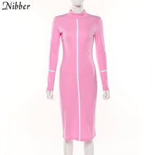 Load image into Gallery viewer, 2019spring new black white High street dresses women's Elegant bodycon midi dresses mujer offic ladies fashion casual Slim dress