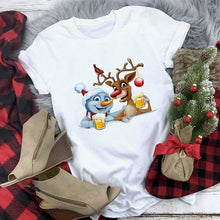 Load image into Gallery viewer, WVIOCE New Women Tshirts Merry Christmas T Shirt Women Fashion Graphic Cute Tee Women Funny Top Christmas Tees Clothing