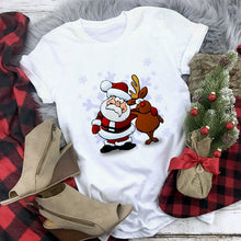 Load image into Gallery viewer, WVIOCE New Women Tshirts Merry Christmas T Shirt Women Fashion Graphic Cute Tee Women Funny Top Christmas Tees Clothing