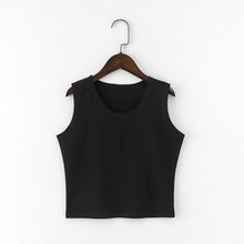 Load image into Gallery viewer, Black Round Neck Sleeveless Harajuku Women's T-shirt Cotton Crop Top Women's Shirt Girls Lady Tee Tops Streetwear Camiseta Mujer