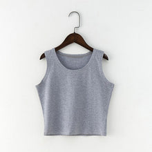 Load image into Gallery viewer, Black Round Neck Sleeveless Harajuku Women's T-shirt Cotton Crop Top Women's Shirt Girls Lady Tee Tops Streetwear Camiseta Mujer