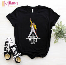 Load image into Gallery viewer, Women Freddie Mercury The Queen Band Black T-shirts Female Short Sleeve Tees 2020 Summer Brand Rock Clothing Girl Tops