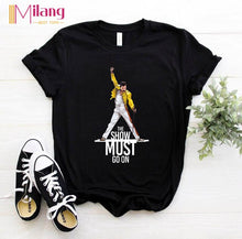 Load image into Gallery viewer, Women Freddie Mercury The Queen Band Black T-shirts Female Short Sleeve Tees 2020 Summer Brand Rock Clothing Girl Tops