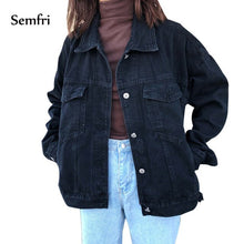Load image into Gallery viewer, Semfri Black Denim Jacket Women Winter Jean Jacket Casual Harajuku Streetwear Female Vintage Black Jeans Coat Dropshipping