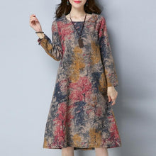 Load image into Gallery viewer, KANCOOLD Dress Fashion Women Long Sleeve O Neck Pocket Dress Cotton Linen Printed Loose Casual Dress women 2018AUG7