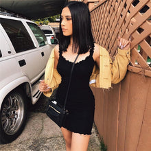 Load image into Gallery viewer, Macheda Ruffles Solid Sling Summer Tight Dresses Sleeveless 2018 New Bodycon Short Dress Solid Color Sexy Party Dress Women
