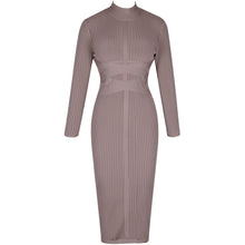 Load image into Gallery viewer, Ocstrade Bodycon Dress 2019 Nude Turtleneck Rayon Long Sleeve Bandage Dress High Quality Ribbed Womens Midi Bandage Dress Sexy