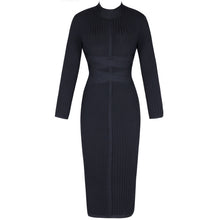 Load image into Gallery viewer, Ocstrade Bodycon Dress 2019 Nude Turtleneck Rayon Long Sleeve Bandage Dress High Quality Ribbed Womens Midi Bandage Dress Sexy