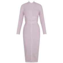 Load image into Gallery viewer, Ocstrade Bodycon Dress 2019 Nude Turtleneck Rayon Long Sleeve Bandage Dress High Quality Ribbed Womens Midi Bandage Dress Sexy