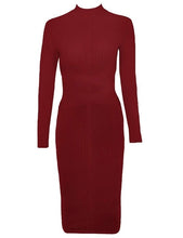 Load image into Gallery viewer, Ocstrade Bodycon Dress 2019 Nude Turtleneck Rayon Long Sleeve Bandage Dress High Quality Ribbed Womens Midi Bandage Dress Sexy