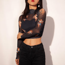Load image into Gallery viewer, New Fashion Women See-through Sheer Mesh Fishnet T-Shirt Fashion Top Cute Angel Printed Female Summer Mesh Tops