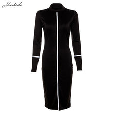 Load image into Gallery viewer, 2019spring new black white High street dresses women's Elegant bodycon midi dresses mujer offic ladies fashion casual Slim dress